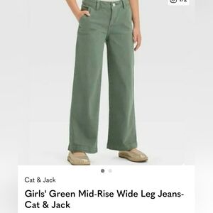 Cat & Jack Girls' Green Wide Leg Jeans. Size 16